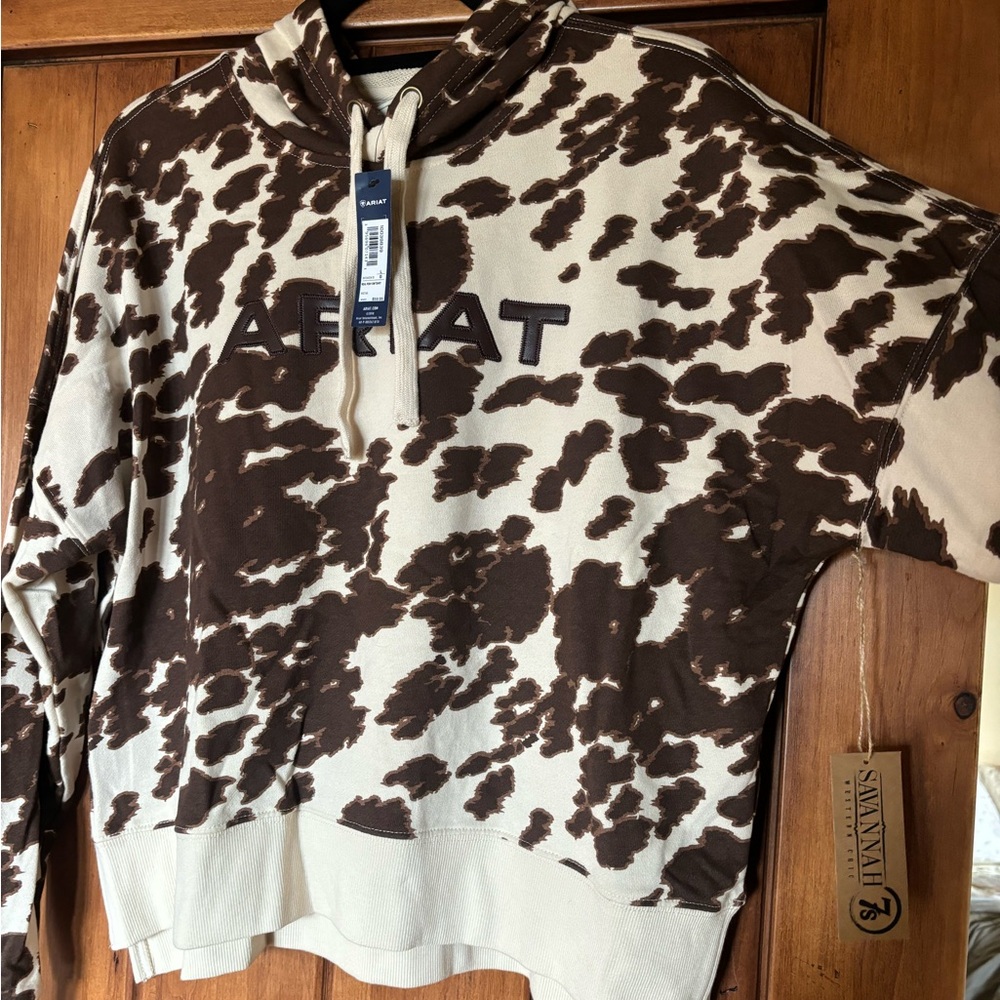 Ariat Women's Brown and Cream Cowhide Hoodie